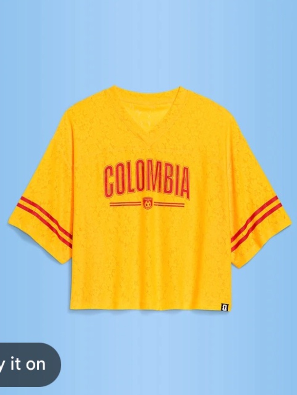 ⚽️FIFA World Cup 26™ Colombia Boxy Lace V-Neck T-Shirt Small NWT